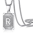 thumbnail image 1 of PROSTEEL Collar con colgante inicial de acero inoxidable para hombres y mujeres, letra R Nombre de Amor Personalizado Collar de Plata Cadena Cumpleaños Regalo de Navidad para Niño, 1 of 8