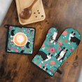 thumbnail image 5 of Australian Shepherd Floral Kitchen Oven Mitt and Pot Holder Sets 2 Pcs for Baking, Cooking and Grilling, Heat Resistant Up To 392 °F, 5 of 7