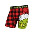 thumbnail image 5 of Dr. Seuss The Grinch Men's Merry Grinchmas Santa Grinch Holiday Novelty Buffalo Plaid Boxer Briefs Underwear, 5 of 6
