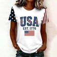 thumbnail image 2 of MEICHEN Women's 4th of July Short Sleeve Top Usa Flag Printed Patriotic Graphic Tee Blouse Summer 250th Anniversary Usa Round Neck T Shirt, 2 of 4