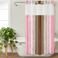 thumbnail image 3 of Pink Wood Grain No Hook Shower Curtain Waterproof,Bathroom Curtains with Snap in Liners and See Through Top Window,Brown Vintage Mottled Country Stripes Hotel Style Bathtub Curtains Shower 36"Wx72"L, 3 of 8