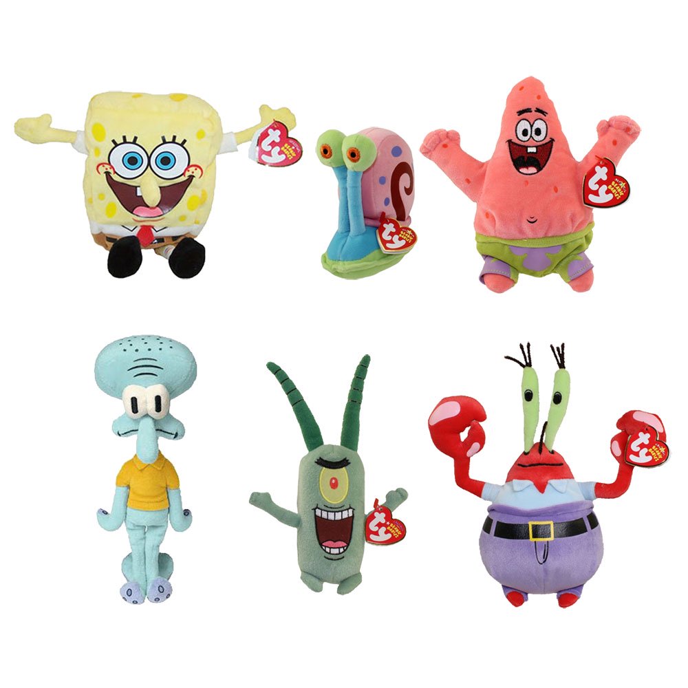 TY Beanie Babies Set of 6 Spongebob Characters (SQUIDWARD, PLANKTON