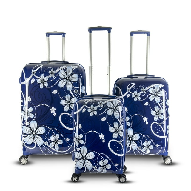 Gabbiano Industrial Chic Collection 3Piece Hardside Spinner Set Navy Floral