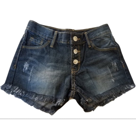 Skyhi Girls Dark Distressed Blue Denim Shorts Size XS