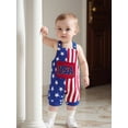 thumbnail image 5 of BemeyourBBs Newborn Baby Boy Girl 4th of July Outfit Patriot Independence Day Rompor Overalls American Flag Jumpsuit Star Stripe Suspender Pants Bib Overall Toddler Summer Fourth of July Clothes, 5 of 9