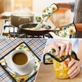 thumbnail image 4 of White Sunflower Green Leaf Pattern Kitchen Oven Mitt and Pot Holder Sets 2 Pcs for Baking, Cooking and Grilling, Heat Resistant Up To 392 °F, 4 of 7