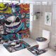 thumbnail image 1 of Juego de 4 cortinas de ducha de Jack Skellington con alfombrillas antideslizantes, tapa de inodoro y alfombrilla de baño, cortina de ducha impermeable con decoración de dibujos animados para baño con, 1 of 8