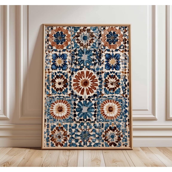 Moroccan Mosaic Tile Poster, Unframed Paper Poster 8x10in