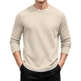 thumbnail image 2 of XRoczxe Men's Thermal Waffle Knit Long Sleeve T-Shirt, Crew Neck Slim Fit Textured Henley Top, Casual Basic Undershirt for Fall Winter Layering, 2 of 8