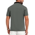 thumbnail image 3 of INSPIRE CHIC Men's Zipper Closure Colorblock Short Sleeve Basic Polo Shirt M Dark Gray, 3 of 5