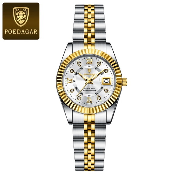 POEDAGAR Luxury Waterproof Women's Watch Stainless Steel Luminous Date Ladies Quartz Watch
