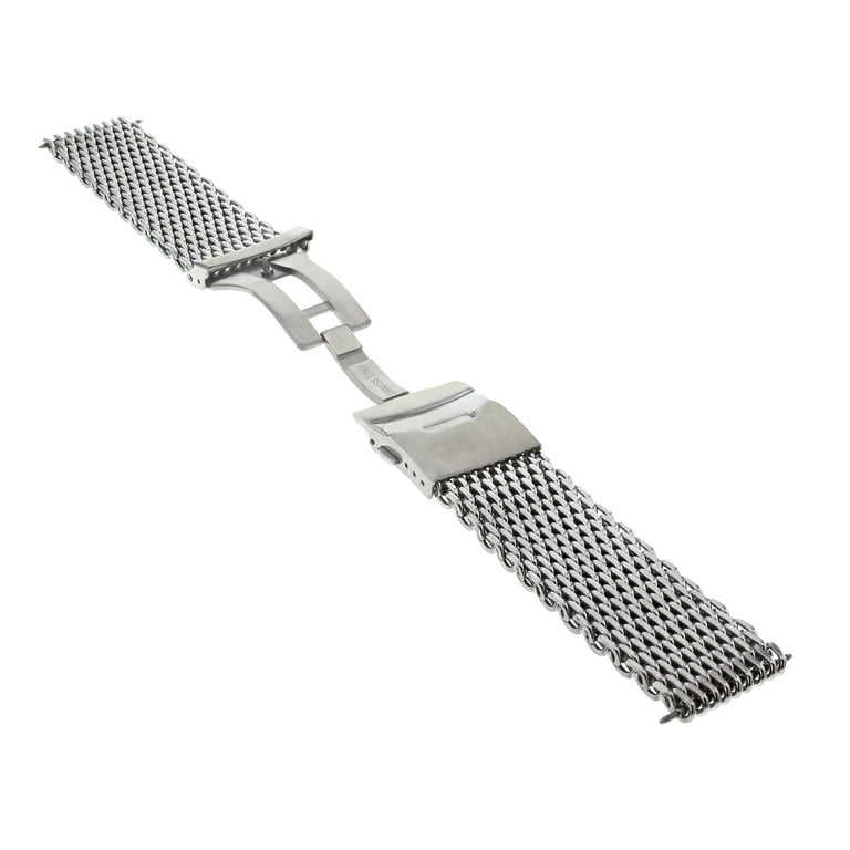  Hstrap Stainless Steel Watch Band 18mm 20mm 22mm 24mm Solid  Mesh Watch Bands Silver Black Metal Watch Bracelet Deployment Buckle  Brushed