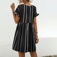 thumbnail image 4 of ICHUANYI Women's Summer Dresses Fashion Striped Print Short Sleeve Crewneck Dress Trendy 2024, 4 of 7