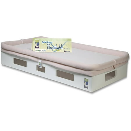 SafeSleep Breathable Crib Mattress, White Base, Light Pink Surface