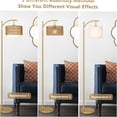 thumbnail image 6 of JERFIT Modern Arc Floor Lamp with Remote, Dimmable LED Bulb, Rattan & Fabric Shade for Living Room Bedroom, 6 of 8