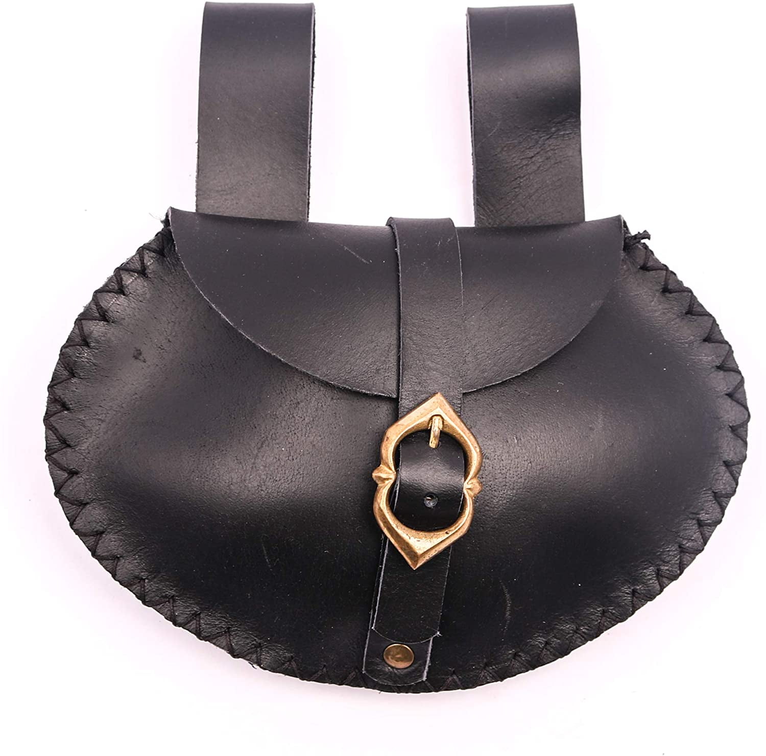 Medieval leather pouch viking SCA LARP Reenactment gear kit belt bag darkbrown 