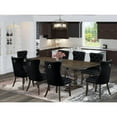 thumbnail image 2 of East West Furniture LADA9-07-T24 9 Piece Dining Table Set Includes a Rectangle Kitchen Table with Butterfly Leaf and 8 Padded Chairs, 42x92 Inch, Distressed Jacobean, 2 of 7