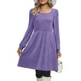 thumbnail image 3 of SHINE UP Dresses for Women Fall Square Neck Long Sleeve Knee Length Dress with Pockets, 3 of 9