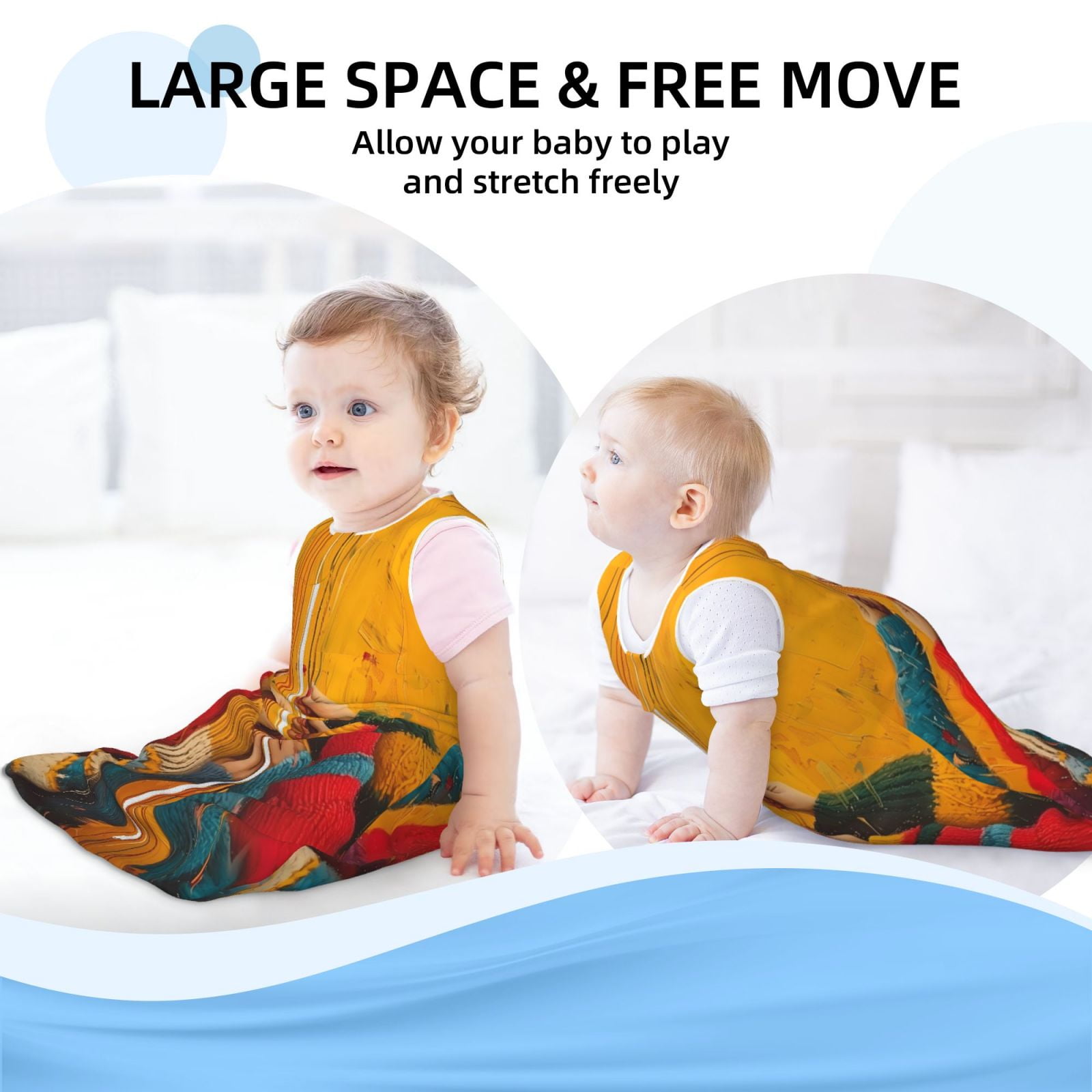 Vsdgher Colorful Sweaters And Strings Baby Sleep Sack, Sleeveless Baby Sleeping Bag Toddler 2-Way Zipper Wearable Blanket for Infant Toddler Newborn-X-Large