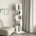 thumbnail image 3 of DUOSONG 5 Tier Rotating Bookshelf, Floor Rack Simple Bookcase With Acrylic Plate Student Multi-Function Creative Bookshelf For Living Room With Anti-Toppling Base White Particle Board Display,, 3 of 22