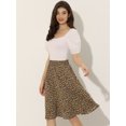 thumbnail image 4 of Falda Acampanada Hasta La Rodilla Con Estampado Floral De Verano Para Mujer Marrón XL, 4 of 6
