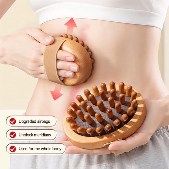 Body Fat-relieving Brush, Soothe Wooden Meridian Massage Brush,brown