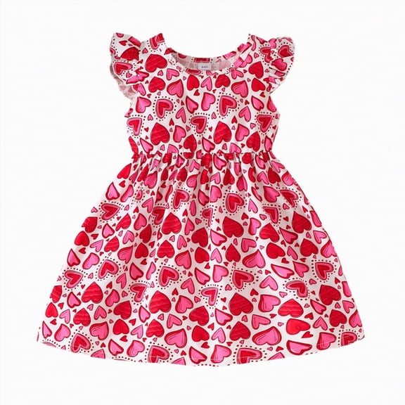 Gibobby Toddler Girl Dress Toddler Girls Short Sleeve Dress 12 18 24 Months 2T 3T 4T 5T Summer Casual Blue Yellow Printed Jersey Shirt Dresses(4-5 Years,Red)