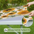 thumbnail image 6 of White Sunflower Seed Leaf Pattern Square Fitted Tablecloth with Elastic Edge,Square Table Cover,Washable Elastic Table Cover for Home Kitchen Party Decor 36"x36", 6 of 6