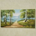 thumbnail image 2 of Afternoon Solitude Secluded Path Scenic Handpainted Oil on Canvas Wall Art Green, Blue and Tan 48"Wx24"H, 2 of 5