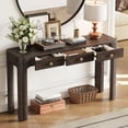 thumbnail image 2 of Euroco 52 Inch Curved Console Table with 3 Concealed Drawers, Wood Entryway Table, Sturdy Sofa Table with Thick Legs for Hallway/Foyer/ Living Room,Espresso, 2 of 8