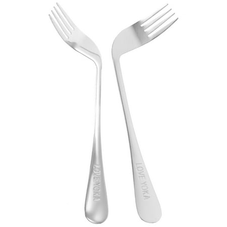 

2pcs Angled Forks Convenient Forks for The Elderly Eating Feeding Forks Assist Tablewares