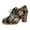 Black, variant on Women's Retro Floral Embroidered High Heels Dress Shoes Fall Winter Ethnic Lace up Pointed Toe Chunky Heeled Dressy Pumps Ankle Booties Bridal Short Boots Yellow Size 6.5