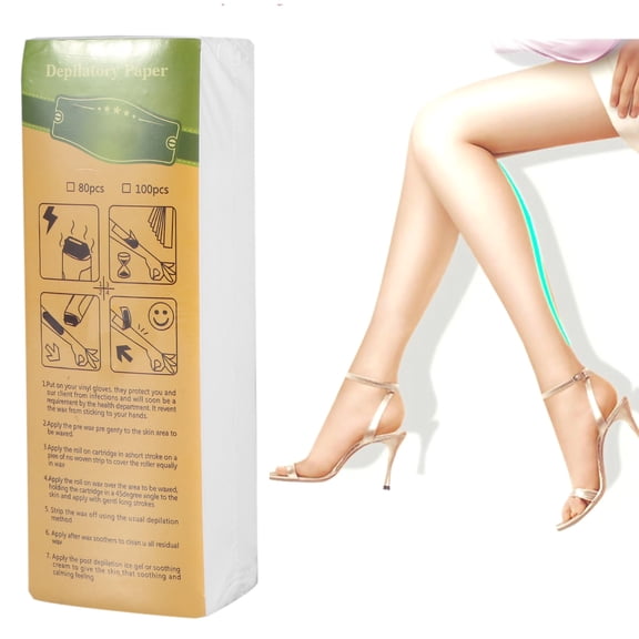 Brynna Waxing Strip Paper Nonwoven Epilator Hair Removal Waxing Paper with Great Tensile Strength, 100 Sheets, Arm, Leg, Armpit Use, Slight Pain, Unisex, Hair Depilation Treatment Accessory, Suita