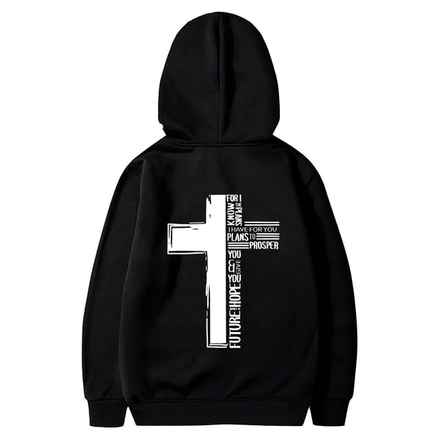 Wyzesi Oversized Sweatshirts Plus Size Male Long Sleeve Hooded Sweatshirt Solid Color Back Print Sweatshirt