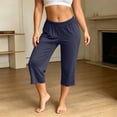 thumbnail image 3 of WAGUTH Womens Modal Capri Pajama Pants Elastic High Waist Wavy Ruffle Hem Wide Leg Cropped Sleep Bottoms Soft Breathable Lounge Pants, 3 of 6