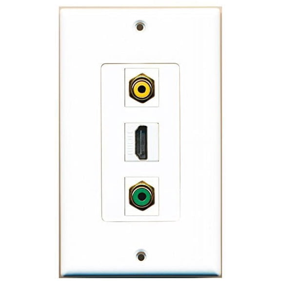 RiteAV - 1 Port HDMI and 1 Port RCA Yellow and 1 Port RCA Green Decorative Wall Plate