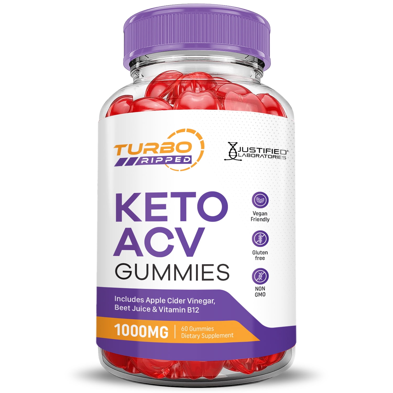 (3 Pack) Turbo Ripped Keto ACV Gummies 1000MG Dietary Supplement 180 Gummys