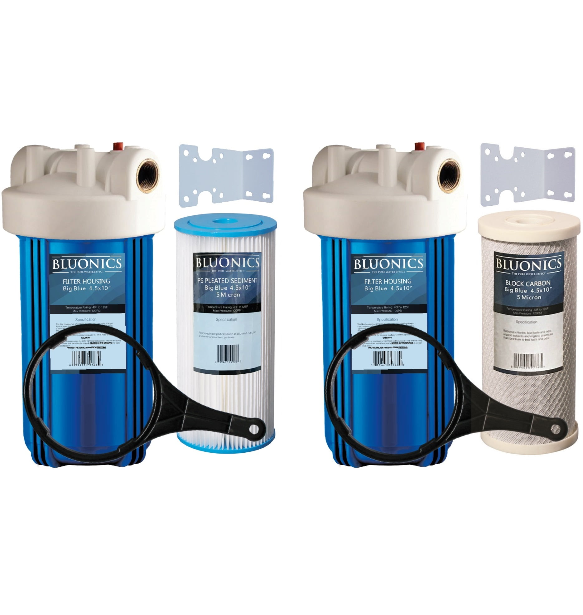 Two 10" Big Blue GAC Carbon and Pleated Sediment Water Filter System