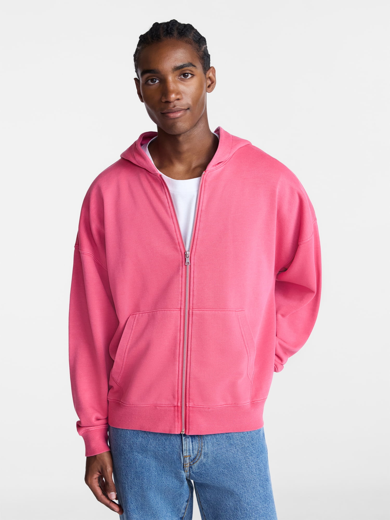 No Boundaries Zip Hoodie with Long Sleeves, Men's XS-4XLT
