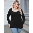 thumbnail image 2 of Zeagoo Women's Plus Size Long Sleeve Shirts Scoop Neck Slim Fitted T Shirt Stretchy Bodycon Basic Tee Tops, 2 of 6