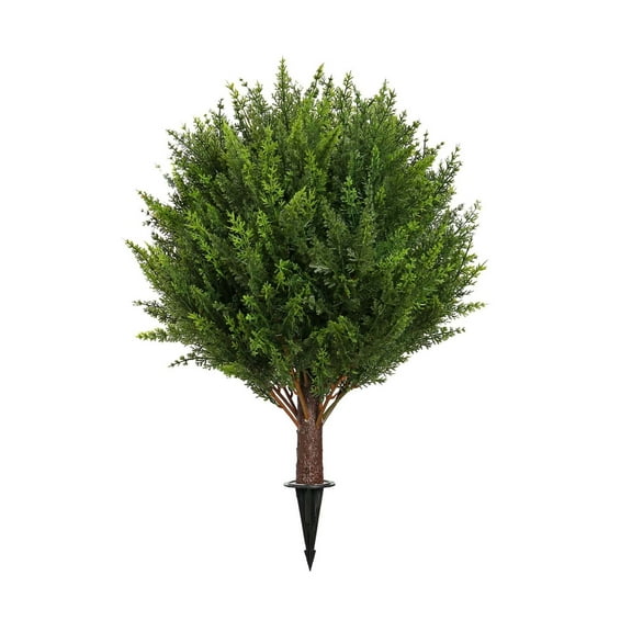 Dadiaei Artificial Cedar Topiary Ball Trees with Ground Spike, UV Resistant Artificial Shrubs, Faux Evergreen Plant Fake Bushes for Indoor Outdoor Front Porch Garden Decor