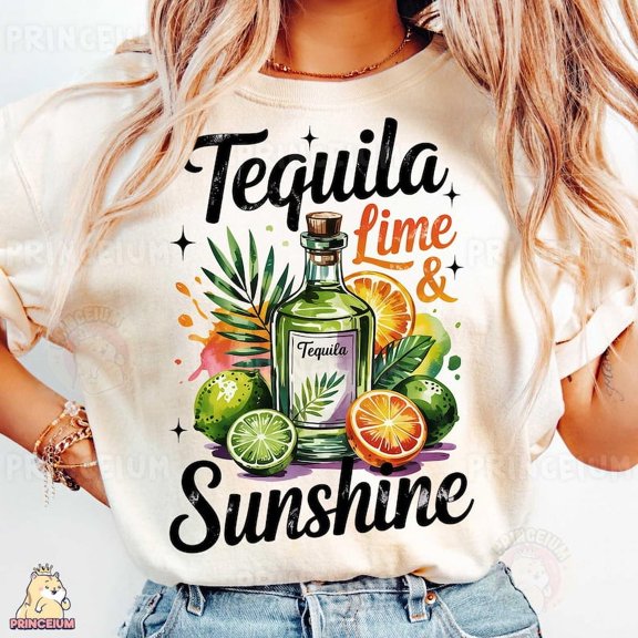 Tequila Lime and Sunshine T-Shirt, Summer Drink Shirt, Tropical Beach Shirt, Margarita Shirt, Party Vibes Shirt