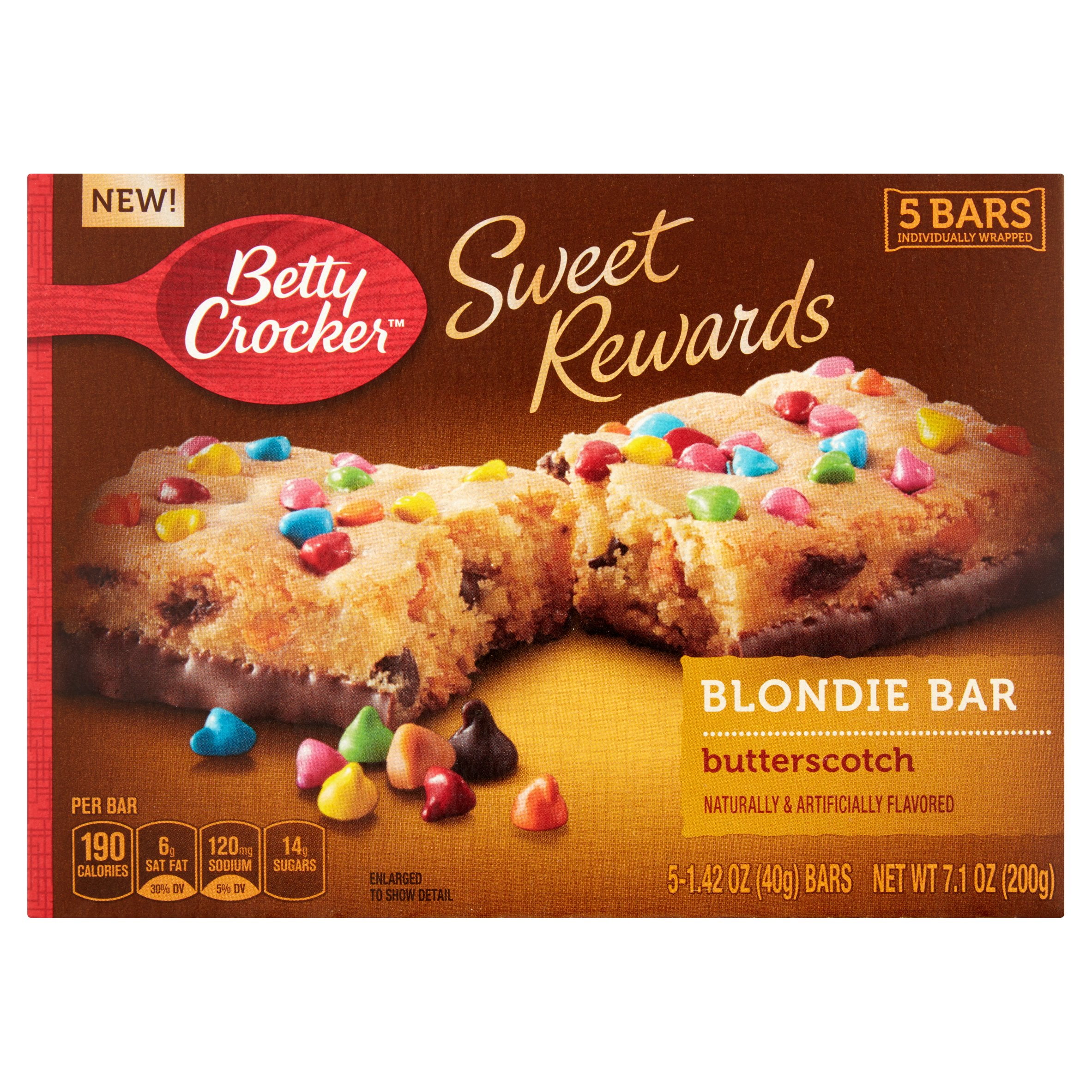 Betty Crocker Sweet Rewards Butterscotch Blondie Bar, 1.42 oz, 5 count