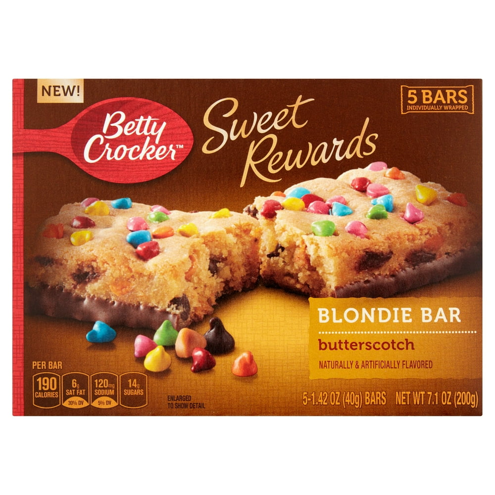 Betty Crocker Sweet Rewards Butterscotch Blondie Bar, 1.42 oz, 5 count