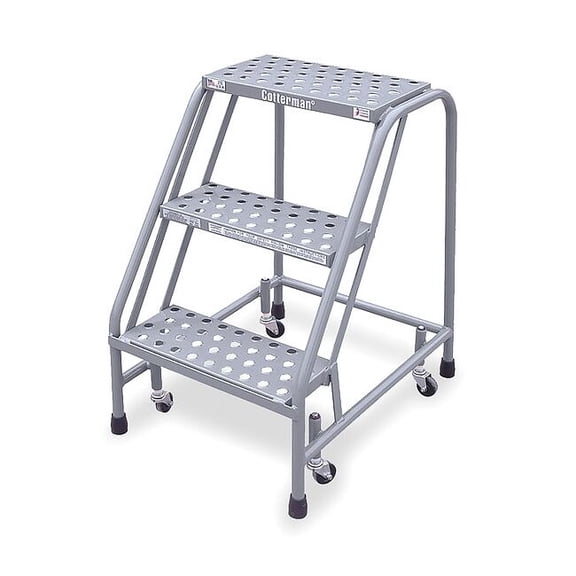 30 in H Steel Rolling Step, 3 Steps, 450 lb Load Capacity