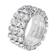 thumbnail image 1 of Elastic Silver Tone 3 Row Crystal Rhinestone crystal ring toe Toe Ring Bridal Jewelry 9mm, 1 of 5