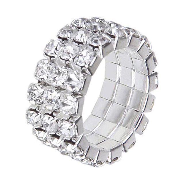 Elastic Silver Tone 3 Row Crystal Rhinestone crystal ring toe Toe Ring Bridal Jewelry 9mm