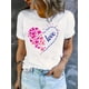 thumbnail image 1 of Camiseta de San Valentín para mujer, talla grande (220 g), 1 pieza. Estampado gráfico de corazón. Cuello redondo, largo regular. Camiseta informal de verano con temática de amor. Para adultos, hombres, 1 of 6