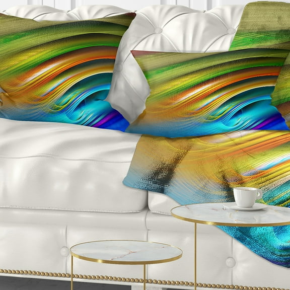 Designart Colorful Fractal Water Ripples - Abstract Throw Pillow - 12x20