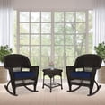 thumbnail image 2 of Jeco 3pc Wicker Rocker Chair Set in Espresso with Blue Cushion, 2 of 10